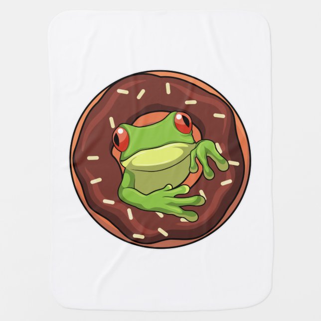 Frog with Donut Baby Blanket (Front)