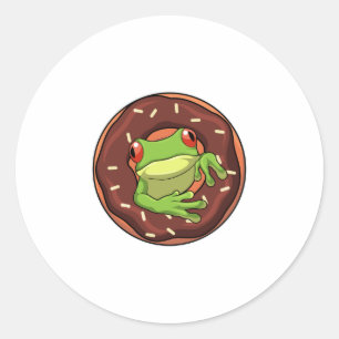Frog with Donut Classic Round Sticker