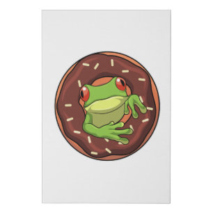 Frog with Donut Faux Canvas Print
