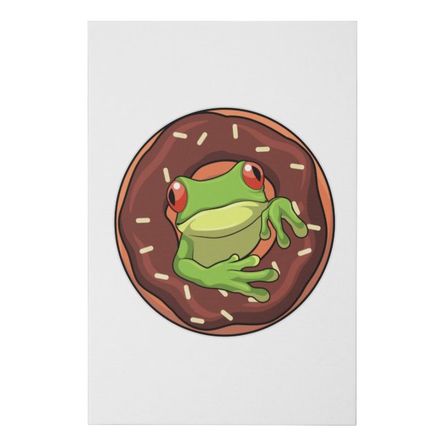 Frog with Donut Faux Canvas Print (Front)