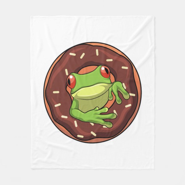 Frog with Donut Fleece Blanket (Front)