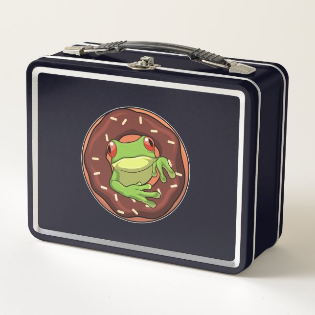 Frog with Donut Metal Lunch Box (Front)