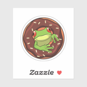 Frog with Donut Sticker