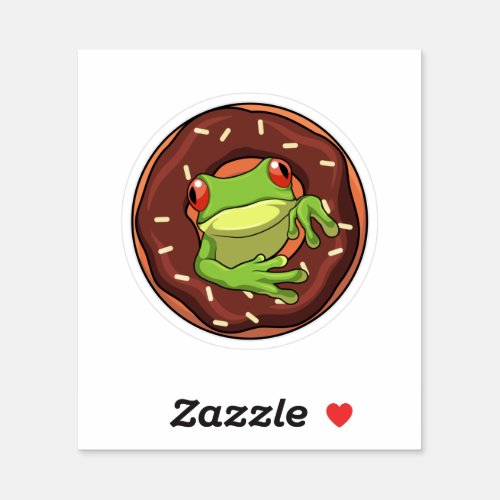 Frog with Donut Sticker