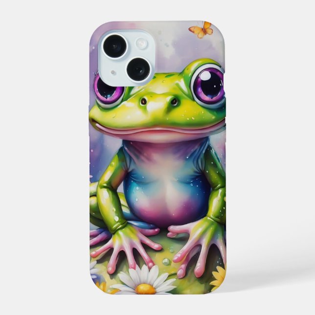 Frog With Flower Digital Art Iphone Case (Back)