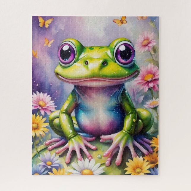 Frog With Flower Digital Art Jigsaw Puzzle (Vertical)
