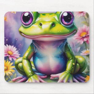 Frog With Flower Digital Art Mouse Pad