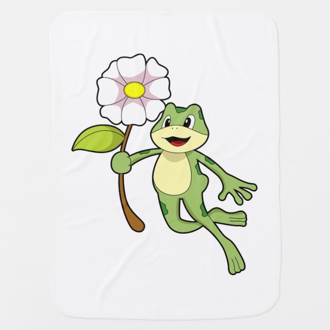 Frog with Flower.PNG Baby Blanket (Front)
