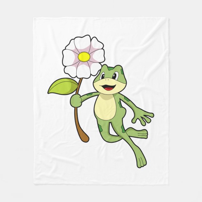 Frog with Flower.PNG Fleece Blanket (Front)