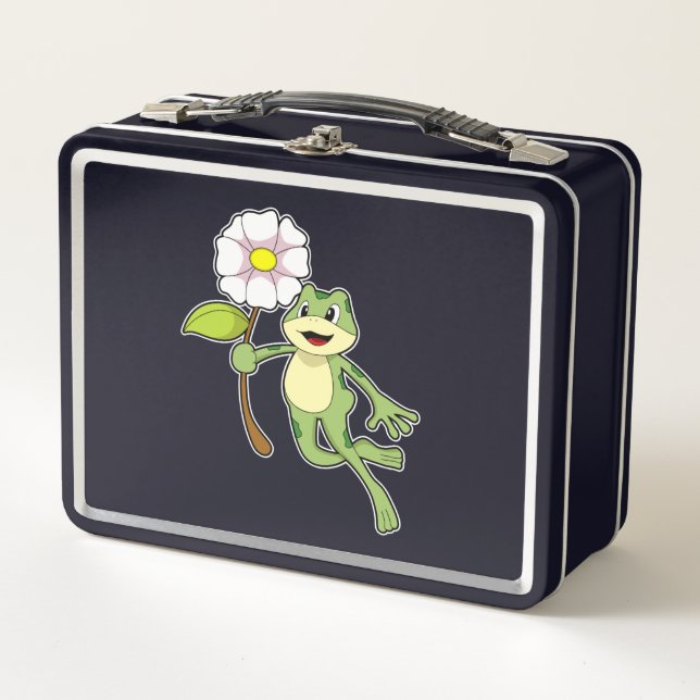 Frog with Flower.PNG Metal Lunch Box (Front)