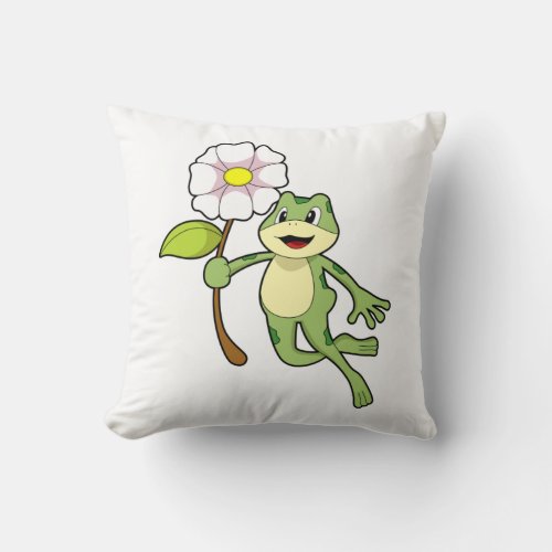 Frog with FlowerPNG Throw Pillow