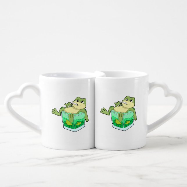 Frog with Glass of Juice Coffee Mug Set (Front Nesting)