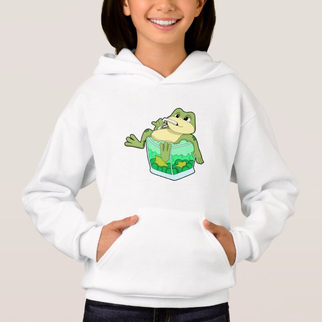 Frog with Glass of Juice Hoodie (Front)
