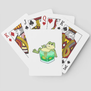 Frog with Glass of Juice Poker Cards