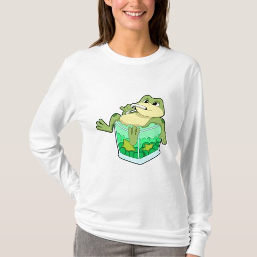 Frog with Glass of Juice T_Shirt