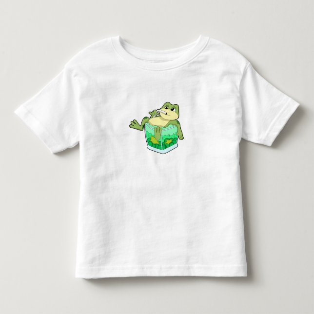 Frog with Glass of Juice Toddler T-shirt (Front)