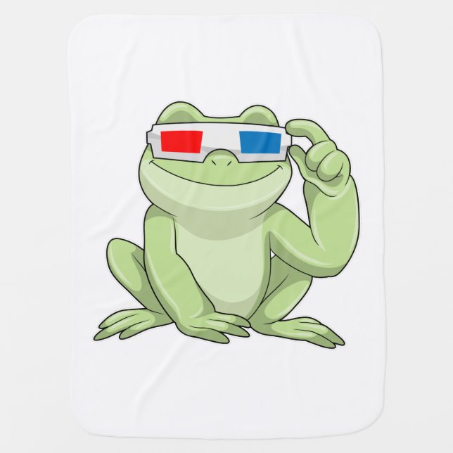 Frog with Glasses Baby Blanket (Front)