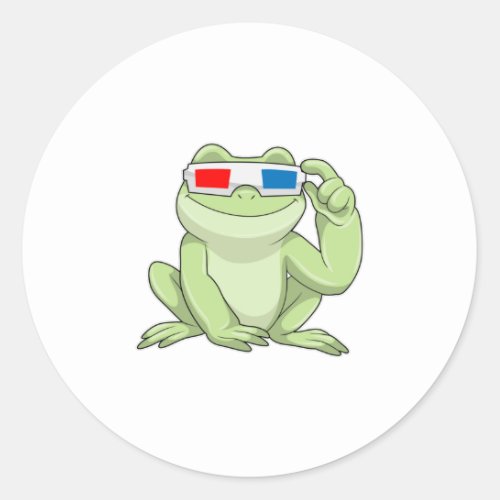 Frog with Glasses Classic Round Sticker
