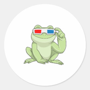 Frog with Glasses Classic Round Sticker