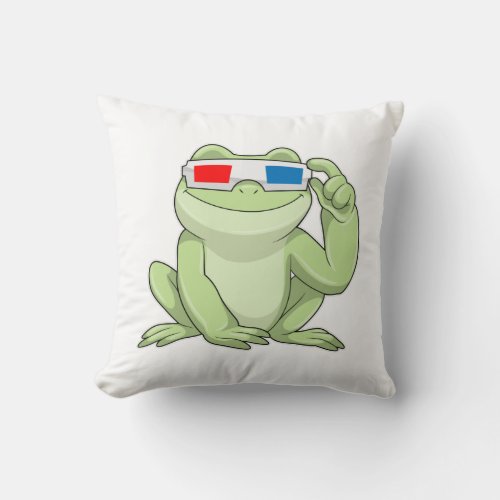 Frog with Glasses Throw Pillow