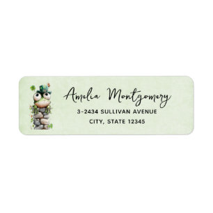 Frog with Green Hat and Shamrock Cute - Address Label