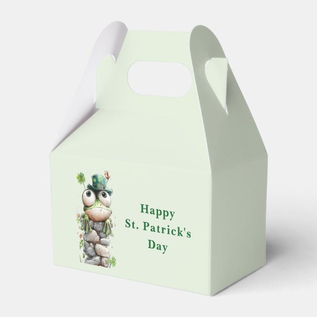 Frog with Green Hat and Shamrock Cute Favor Boxes (Front Side)