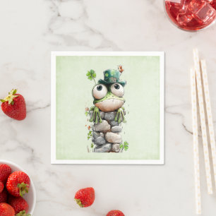 Frog with Green Hat and Shamrock Cute Napkins