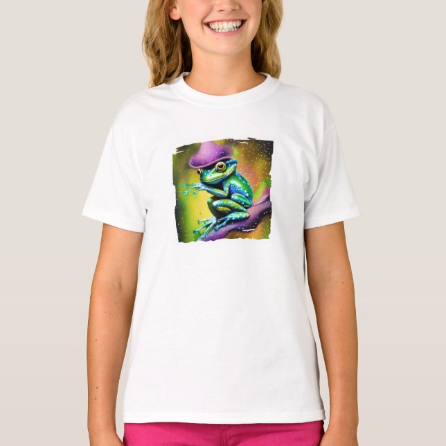 Frog with hat in the rain  T-Shirt (Front)