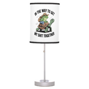 Frog with Hat Riding Turtle Table Lamp