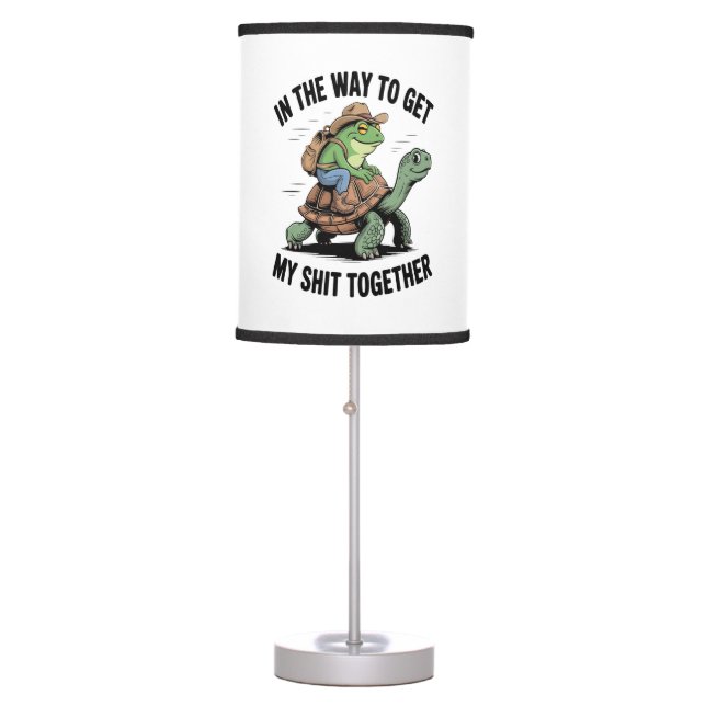 Frog with Hat Riding Turtle Table Lamp (Front)