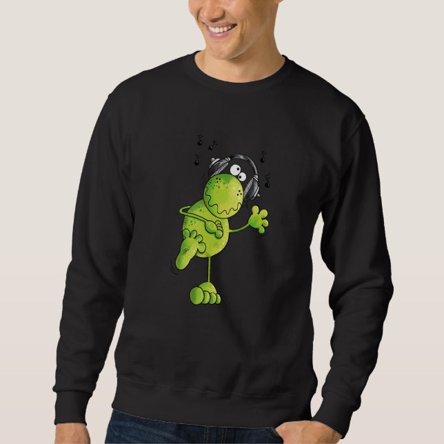 Frog With Headphones Dance For Music I Fun Music C Sweatshirt (Front)
