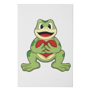 Frog with Heart Faux Canvas Print
