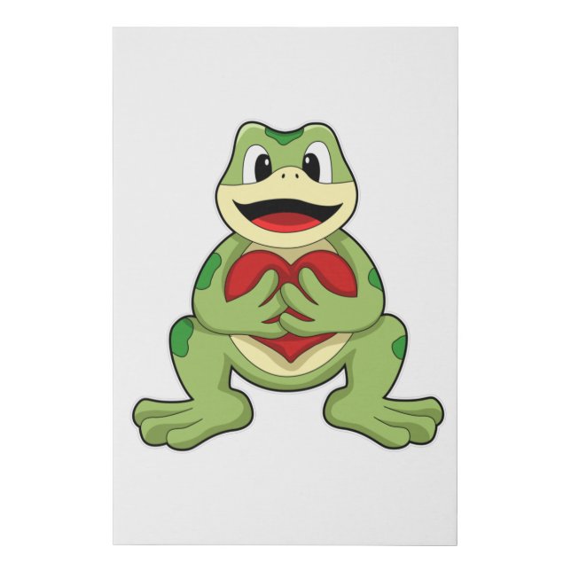 Frog with Heart Faux Canvas Print (Front)