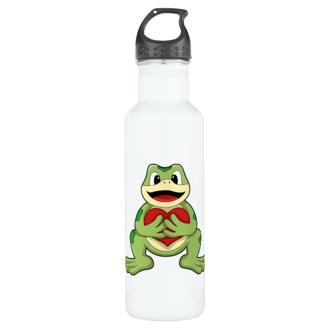Frog with Heart Stainless Steel Water Bottle (Front)