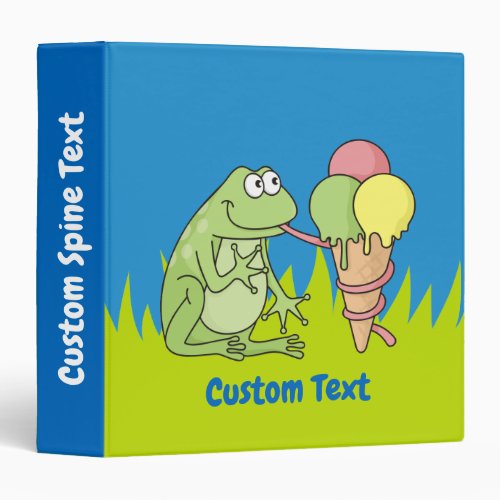 Frog with Icecream 3 Ring Binder