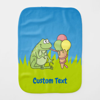 Frog with Icecream Baby Burp Cloth