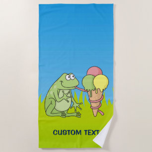 Frog with Icecream Beach Towel