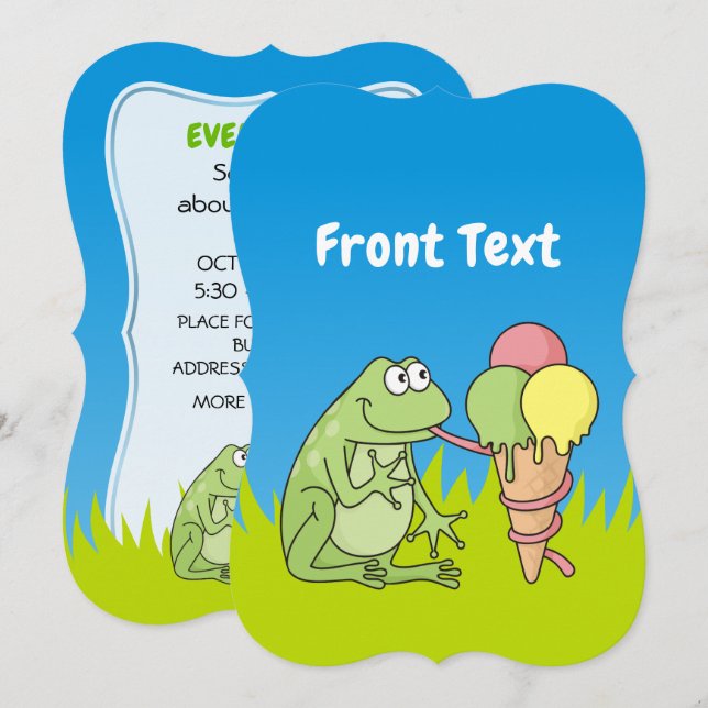 Frog with Icecream Invitation (Front/Back)
