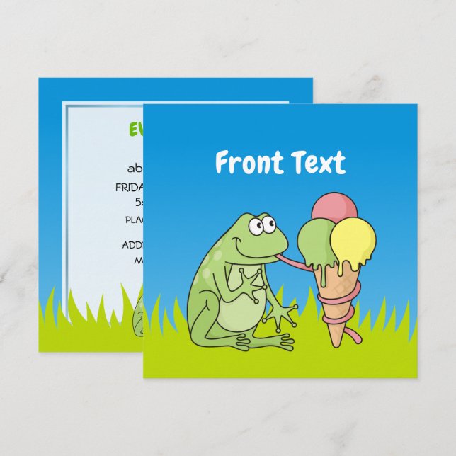 Frog with Icecream Invitation (Front/Back)