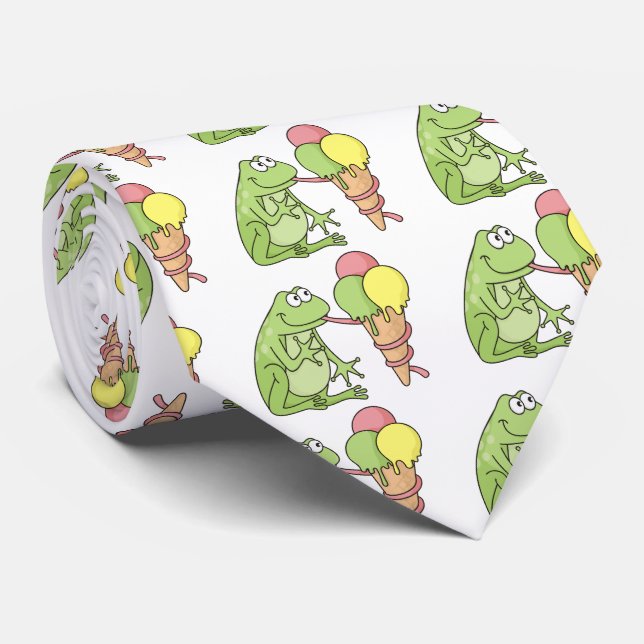Frog with Icecream Neck Tie (Rolled)
