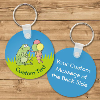 Frog with Icecream on Grass Keychain