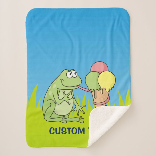 Frog with Icecream Sherpa Blanket (Front)