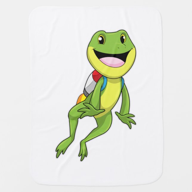 Frog with Jetpack Baby Blanket (Front)