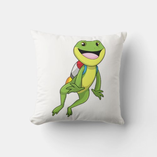 Frog with Jetpack Throw Pillow