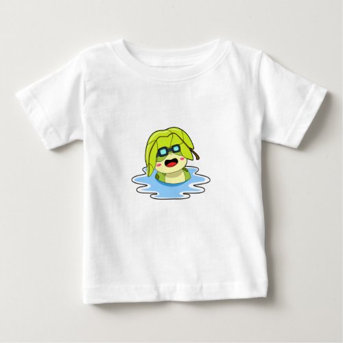 Frog with Leaf at Swimming Baby T_Shirt