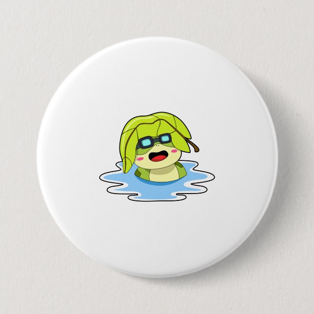 Frog with Leaf at Swimming Button (Front)