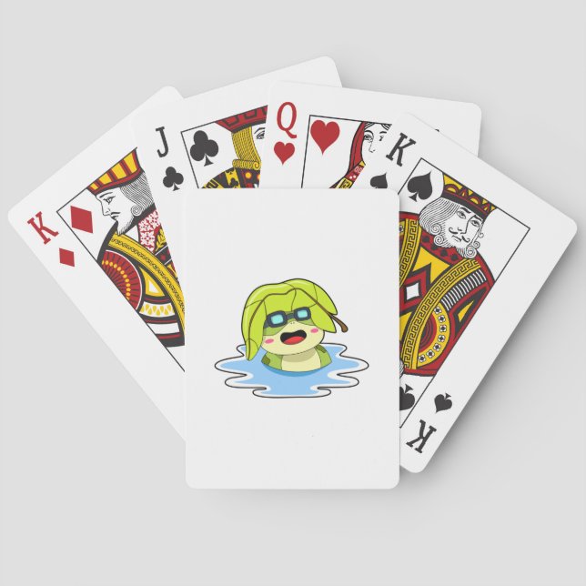 Frog with Leaf at Swimming Poker Cards (Back)