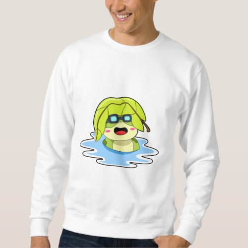 Frog with Leaf at Swimming Sweatshirt