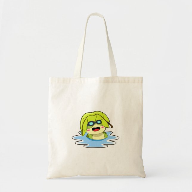 Frog with Leaf at Swimming Tote Bag (Front)