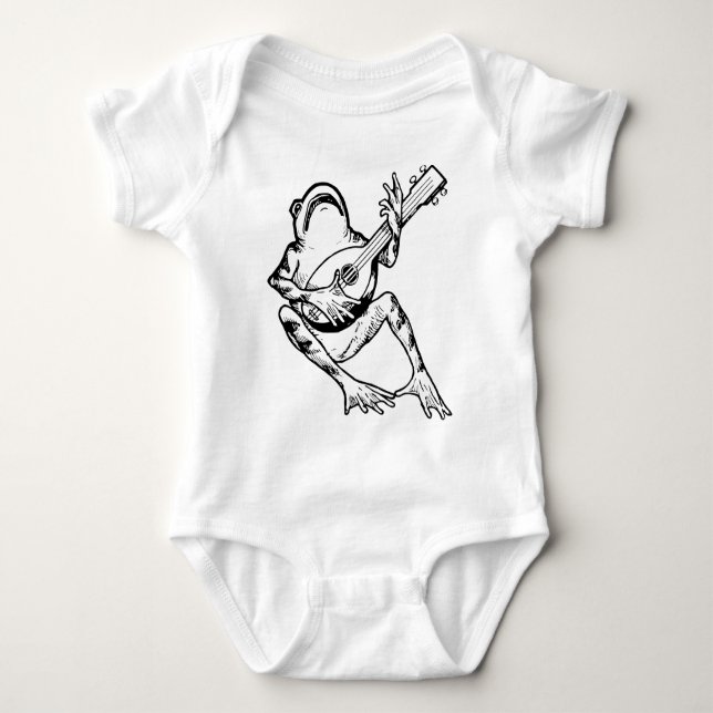 Frog with Mandolin Baby Bodysuit (Front)